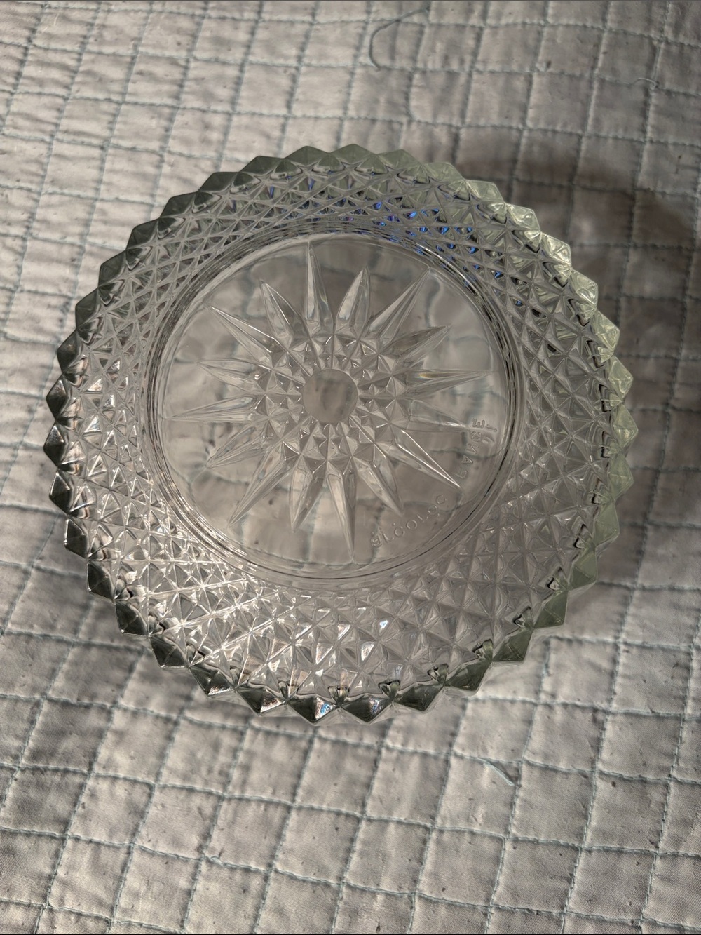 Arcoroc France Cut Glass Serving Bowl - Classic Diamond